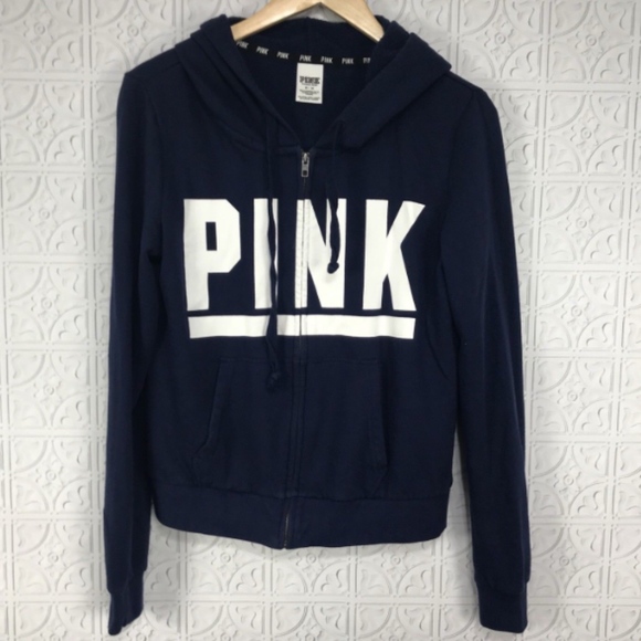 Victoria's Secret Tops - PINK Victorias Secret Full Zip Navy Hoodie